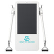 White fitness machine with screen and arm handles on a white background, featuring the 'Smart Fit Machine' logo.