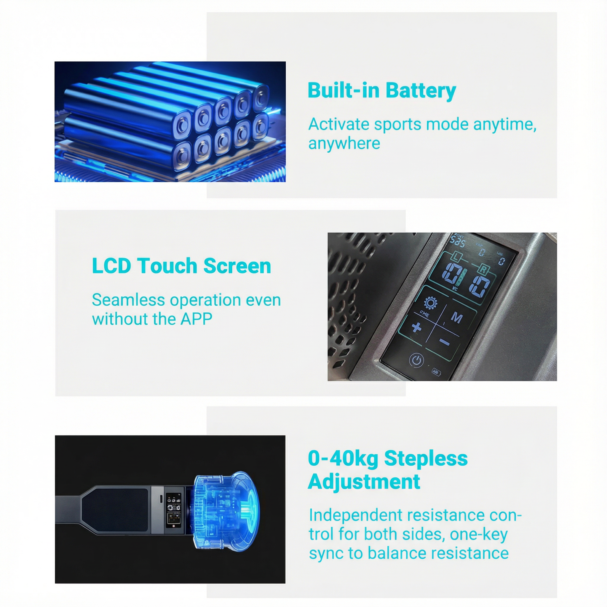 Smart Home Gym Product features with text on a white background